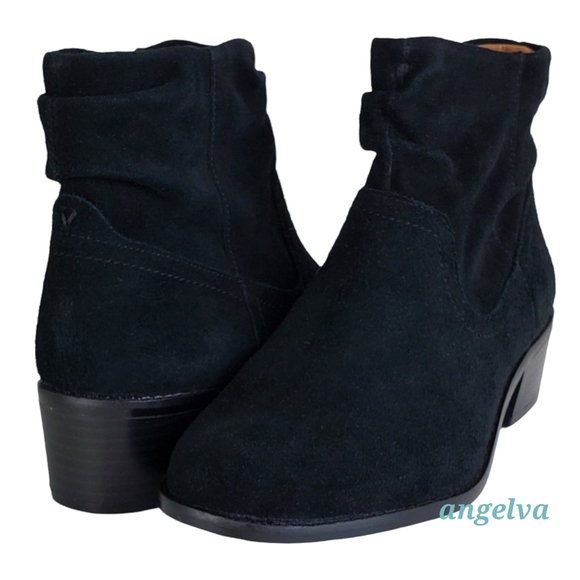 New Vionic kanela womens weather resistant suede block heel ankle bootie black - Picture 2 of 16
